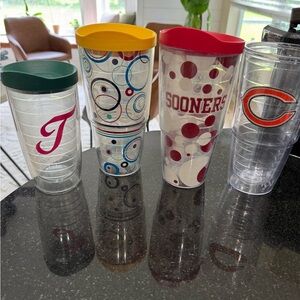 Set of Four Colorful Tervis Tumbler Cups